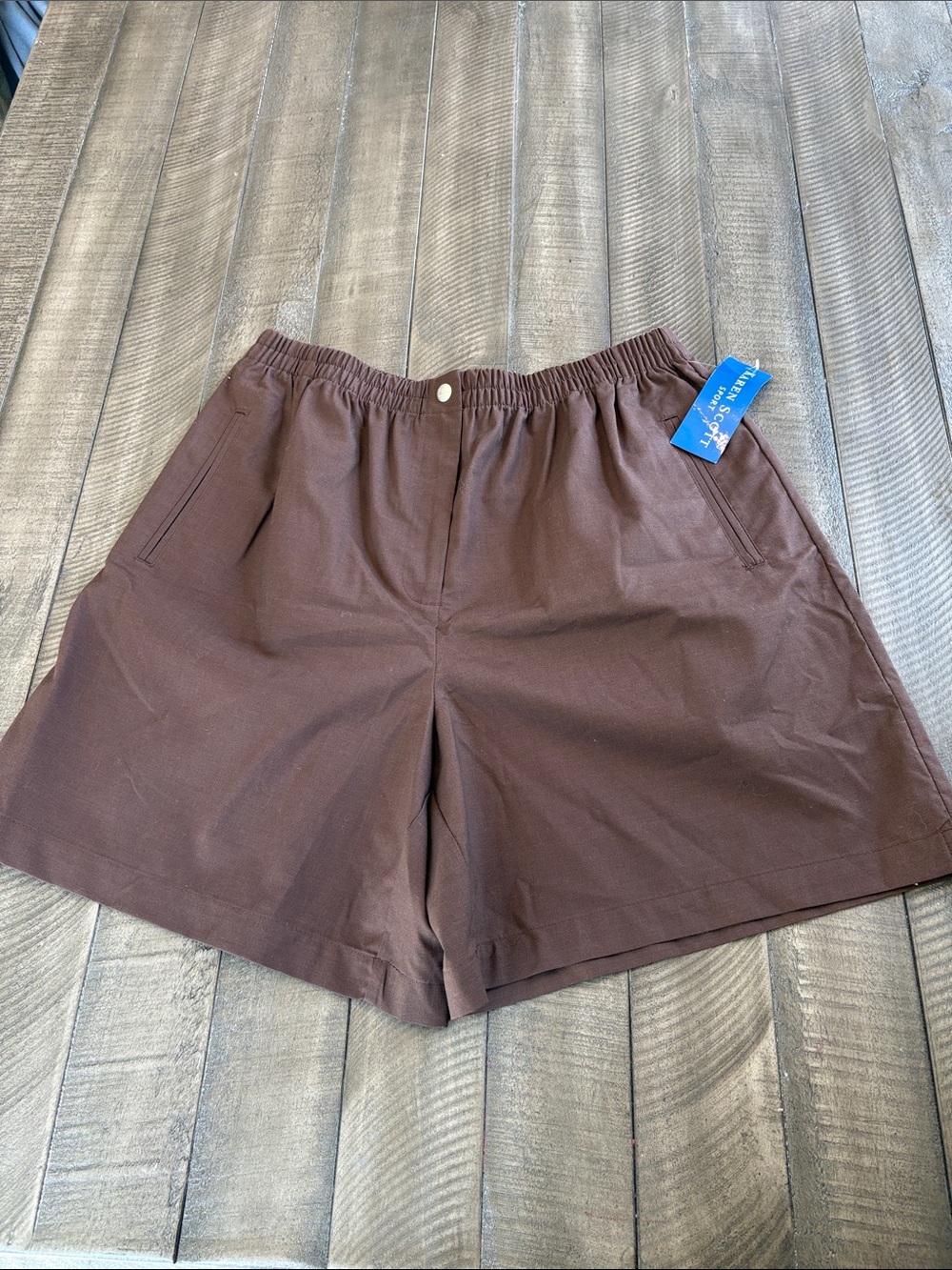 Karen Scott Brown Elastic Waist Casual Shorts